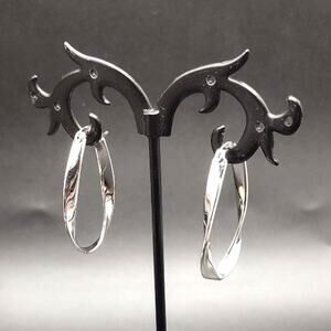 925 Silver Twisted Hoop Dangle Earrings Women's Vtg Valentine's Birthday Gift